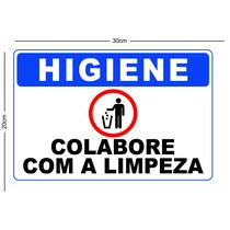 Placa informativa higiene colabore com a limpeza