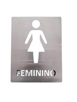 Placa inox identificação banheiro feminino