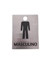 Placa inox identificação banheiro masculino
