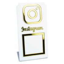 Placa Instagram QR Code Display Acrílico Loja Balcão Branco