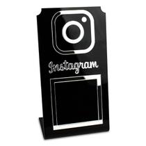 Placa Instagram QR Code Display Acrílico Loja Balcão Preto