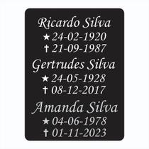 Placa Lápide para Túmulo em ACM 30x40cm - Personalização com 3 Nomes