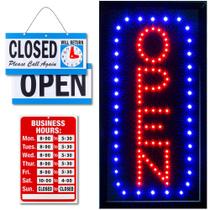 Placa LED Aberto Ultima 43x25 cm com Modo Piscante Horário Comercial Placa LED Aberto Ultima 43x25 cm com Modo Piscante Horário Comercial
