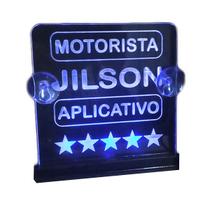 Placa LED Automotiva 10x10cm Personalizada com Ventosa e Cabo USB Ideal para Motoristas de APP