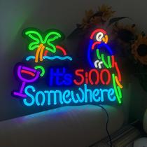 Placa LED de néon LDGJ, 40x35 cm, 110V, decoração de papagaio