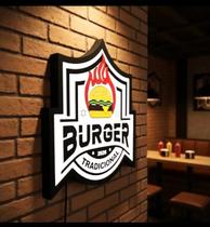 Placa led hamburgueria personalizada letreiro luminoso