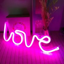 Placa Led Love Luminária Neon Lâmpada Acrílica Cor Rosa