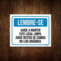 Placa Lembre-Se Ajude Manter Local Limpo Lixo 18X23 Placa Lembre-Se Ajude Manter Local Limpo Lixo 18X23