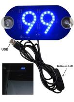 Placa Letreiro Aplicativo 99 Letreiro Luminoso Led USB Com Botão Liga/desliga Luz Azul