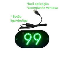 Placa Letreiro Aplicativo 99 Letreiro Luminoso Led USB Com Botão Liga/desliga Luz Verde