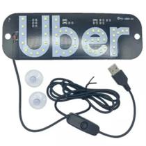Placa Letreiro LED Carro Uber Luminoso Motorista Usb Ventosa