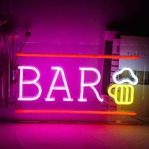 Placa Letreiro Luminoso Bar Neon Led 25cmx42cm