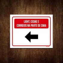 Placa Light Cedae Correios Parte De Cima Seta 18x23cm 3un
