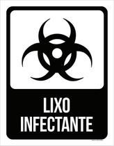 Placa Lixo Infectante - De Sinalização Preto E Branco 27X35