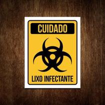 Placa Lixo Infectante - Placa De Sinalização Cuidado 27X35