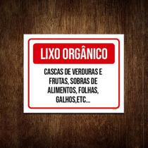 Placa Lixo Orgânico Cascas Verduras Frutas 18x23 5un