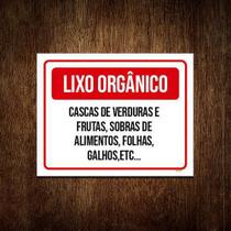 Placa Lixo Orgânico Cascas Verduras Frutas 18X23