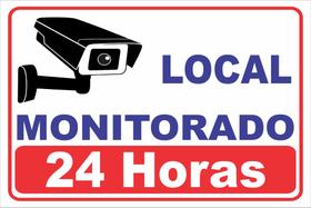 Placa Local Monitorado Câmeras 24hs 30x20cm