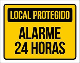 Placa Local Protegido Alarme 24 Horas - De Sinalização 27X35 Placa Local Protegido Alarme 24 Horas - De Sinalização 27X35