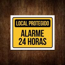 Placa Local Protegido Alarme 24 Horas - Placa De Sinalização