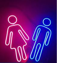 Placa Luminária Neon Led - Banheiro Fem. E Masc. Wc 25x15