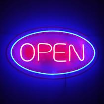 Placa Luminária Neon Open 45cm X 25cm Com Controle