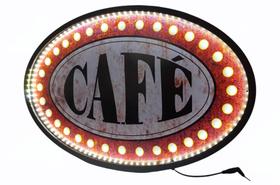 Placa Luminosa Decorativa Oval Com Led 44 X 66 Café