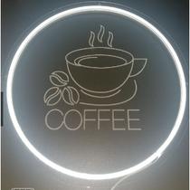 Placa luminosa em led café, cofee 30cm - ideal para cantinho do cafe com fonte