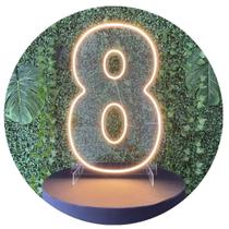 Placa Luminosa Neom -Número 8 - 50Cm Em Acrilico -