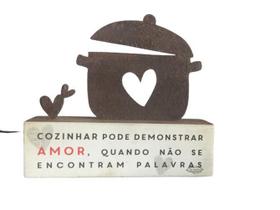Placa Madeira Decorativa Panela E Coração Cozinha Presente