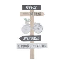 Placa Madeira Encha a vida de boas aventuras Bicicleta 55x31