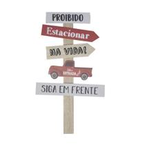 Placa Madeira Proibido Estacionar na Vida Caminhonete 55x31