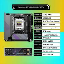 Placa-Mãe AM5 ITX B650i Night Devil Para AMD Ryzen 7000 Com Suporte a RAM DDR5 De Canal Duplo