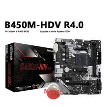 Placa-mãe AMD B450 Micro-ATX ASROCK B450M-HDV R4.0 DDR4 3200 OC PCIe Gen3 X4 M.2 Soquete AM4