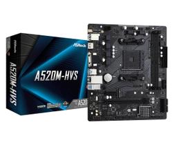 Placa Mãe Asrock A520m-hvs Am4 2xddr4 Dimm 64gb 2xusb2.0 4xusb3.2 1xm.2 Hdmi/d-sub Rede Giga 1xpcie
