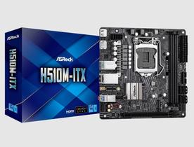 Placa Mae Asrock Mini Itx H510m-itx Lga1200 2xddr4 (64gb),pcie X16,4x Sata,m.2 Sata E Nvme, Hdmi, Dp, Usb 2x 3.2, 2x 2.0