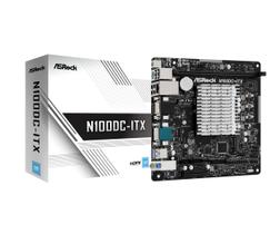 Placa-mãe ASRock N100DC-ITX Intel N100 Quad-Core 19V Placa-mãe ASRock N100DC-ITX Intel N100 Quad-Core 19V