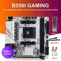 Placa-Mãe Gamer AM4 JINGYUE B550I PCIe 4.0 Dual M.2 DDR4 Mini-ITX Para PC AMD Ryzen 5000 4000