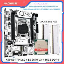 Placa Mãe MACHINIST X99 K9 Com 16GB De RAM DDR4, LGA 2011-3, CPU, TPM2.0, USB 3.0, NVME M.2, Chip