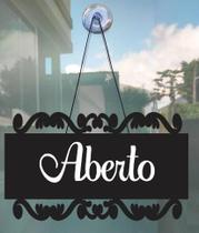 Placa MDF Aberto Fechado 25x19cm Preto e Branco Alto Relevo com Ventosa Placa MDF Aberto Fechado 25x19cm Preto e Branco Alto Relevo com Ventosa