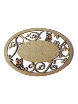 Placa MDF Cru Artesanato Design Arabesco Oval Coruja 35CM