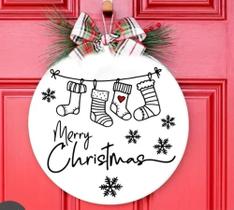 Placa Mdf Em Camadas Natal Porta Merry Christmas 29cm