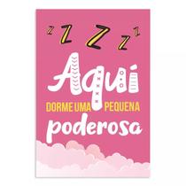 Placa MDF Infantil Frase Menina Pequena Poderosa 30x40cm