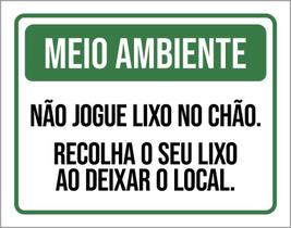 Placa Meio Ambiente Não Jogue Lixo No Chão 27X35