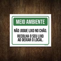 Placa Meio Ambiente Não Jogue Lixo No Chão 36X46