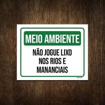 Placa Meio Ambiente Não Jogue Lixo Rios Mananciais 27X35