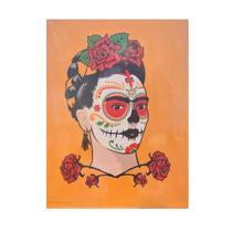 Placa Metal Fk Face W Flowers Fd Branco 26X20X1Cm 43001