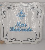 Placa meu batizado azul