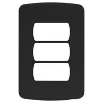 Placa Miluz 4x2 3 Módulos com Suporte Preto Schneider