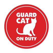 Placa Motto Lita Círculo Gato de Guarda em Serviço Vermelha Grande 20 cm